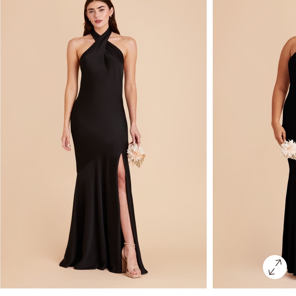 Birdy Grey Black Cross-Neck Halter Bridesmaid Gown with Side Slit
